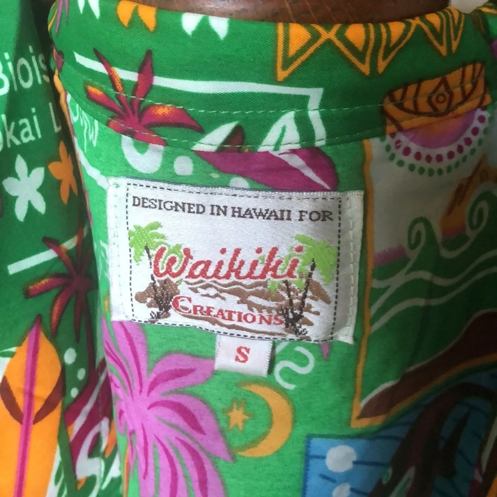 Vintage Designed In Hawaii For Waikiki Creations Hawaiian Button Down Shirt - Picture 5 of 8